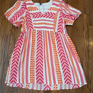 Old Navy Pink and Orange Patterned Mini Dress
